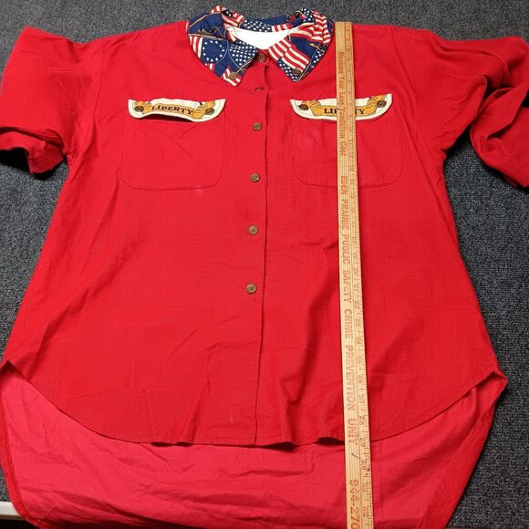 Vintage Liberty Shirt Women Extra Large Red Corduroy Western Collared Rodeo - Picture 5 of 7